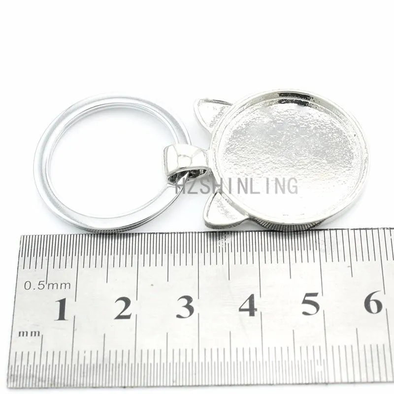 Fashion Lovely Cat Animal Metal Gems Glass Round Key Chain Ring Holder