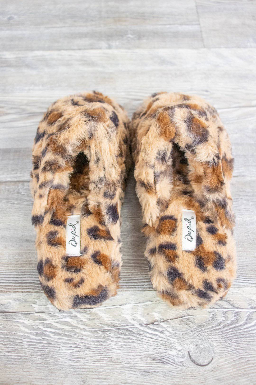 Faux Fur Leopard Slippers