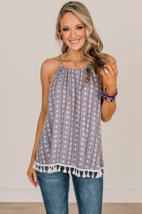 Fresh As A Daisy Floral Tank Top- Dusty Lavender