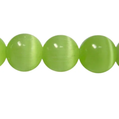 Glass Beads, Cat Eye Beads, Round, Light Green, 6mm