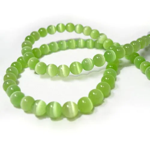 Glass Beads, Cat Eye Beads, Round, Light Green, 6mm