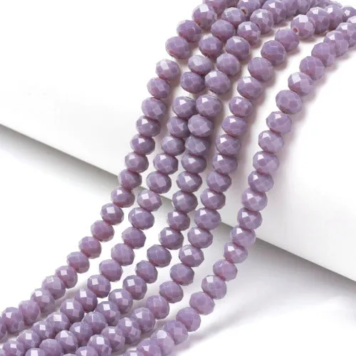 Glass Beads, Rondelle, Opaque, Faceted, Medium Purple, 8mm