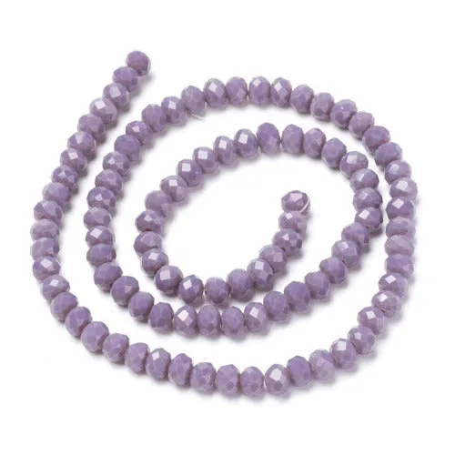 Glass Beads, Rondelle, Opaque, Faceted, Medium Purple, 8mm