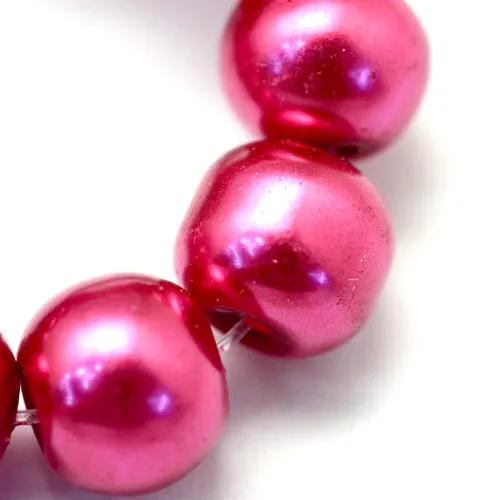 Glass Pearl Beads, Strand, Medium Violet Red, Round, 8mm