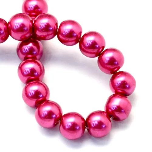 Glass Pearl Beads, Strand, Medium Violet Red, Round, 8mm