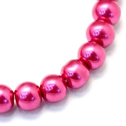 Glass Pearl Beads, Strand, Medium Violet Red, Round, 8mm