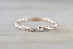 Gold Round Diamond Rope Twist Twined Vine Engagement Pave Ring ASPBR010009