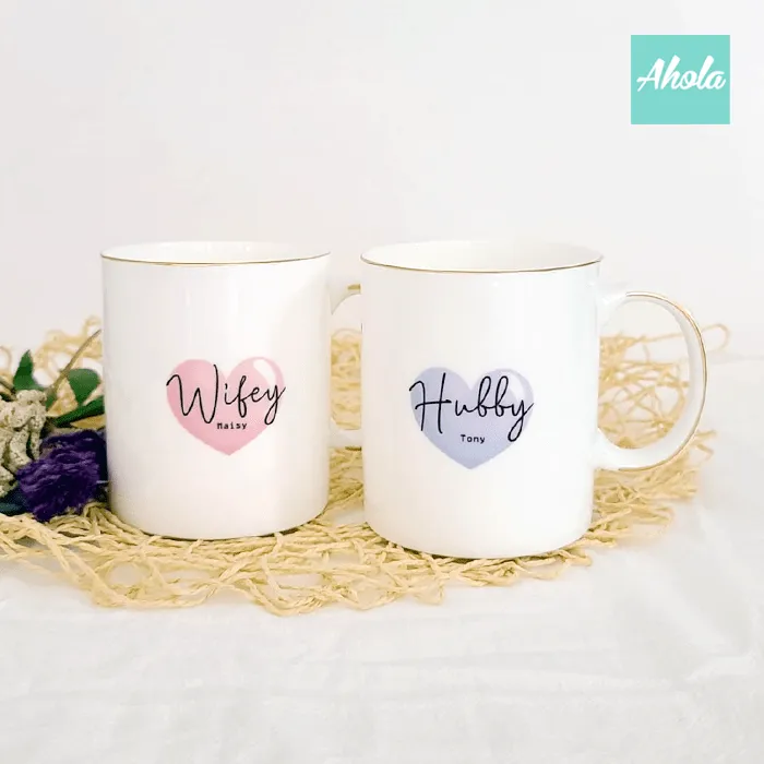 【Hubby & Wifey】Bone Ceramic Cup 金邊骨瓷杯