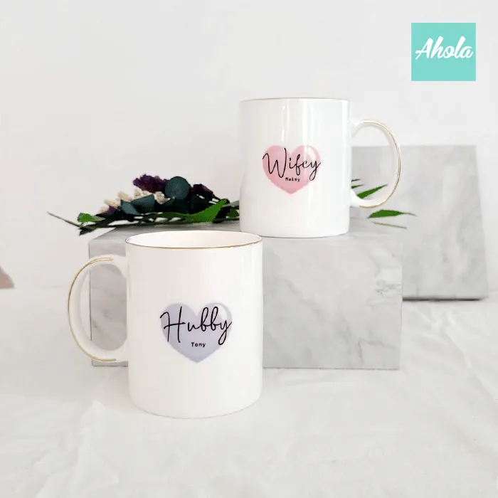 【Hubby & Wifey】Bone Ceramic Cup 金邊骨瓷杯