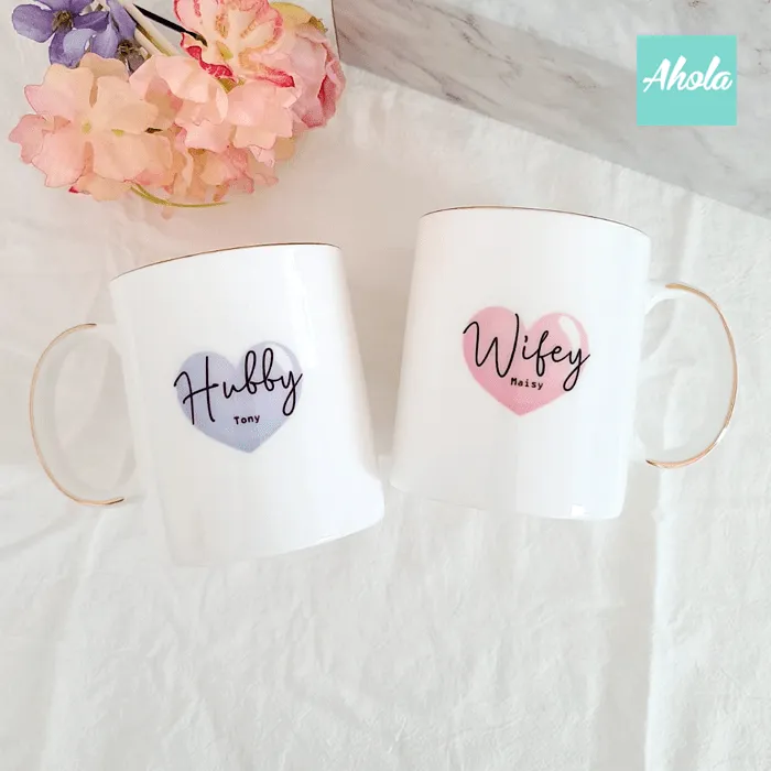 【Hubby & Wifey】Bone Ceramic Cup 金邊骨瓷杯