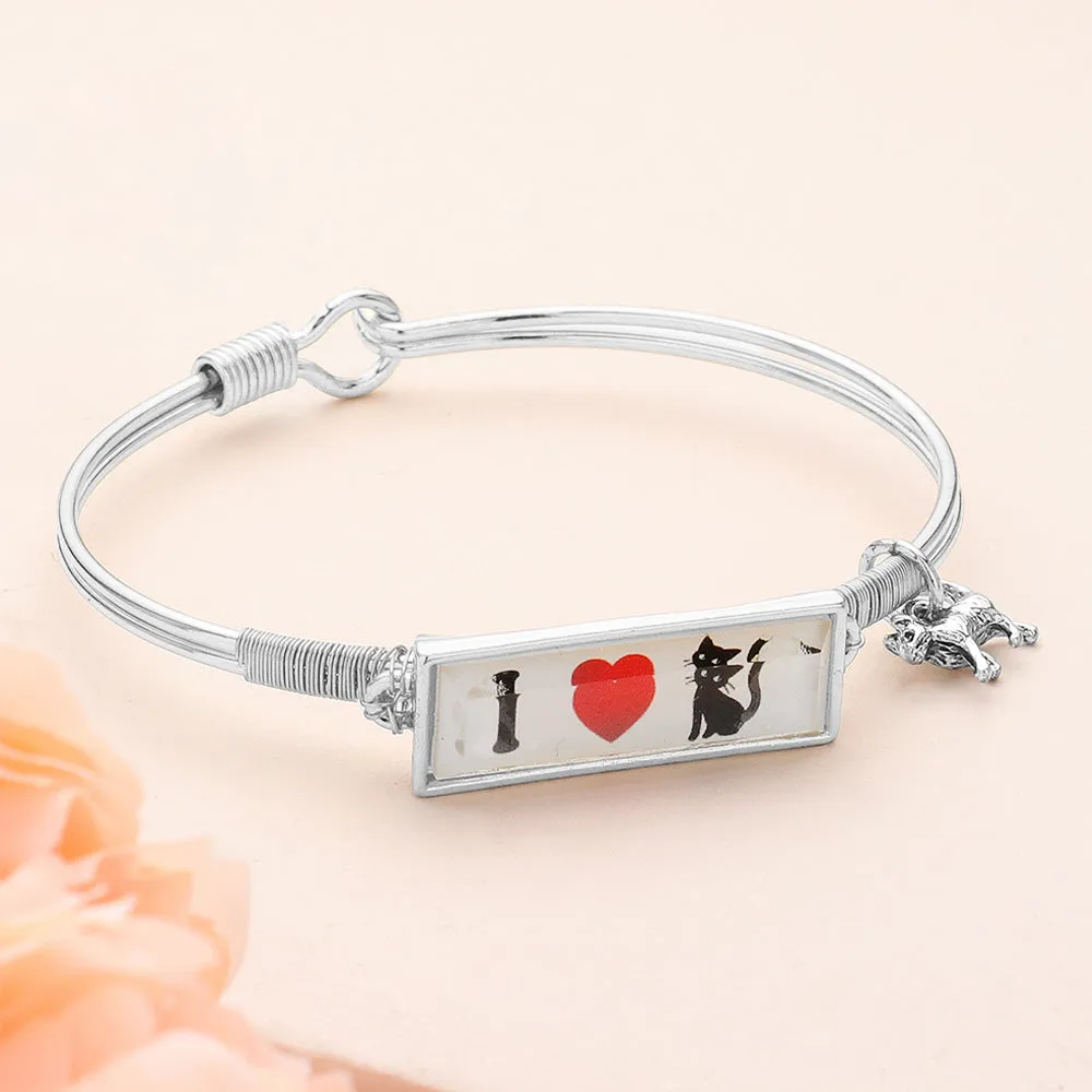 iLLASPARKZ I Love Cat Charm Message Hook Bracelet