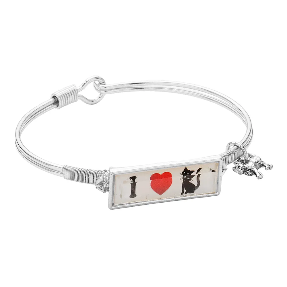 iLLASPARKZ I Love Cat Charm Message Hook Bracelet