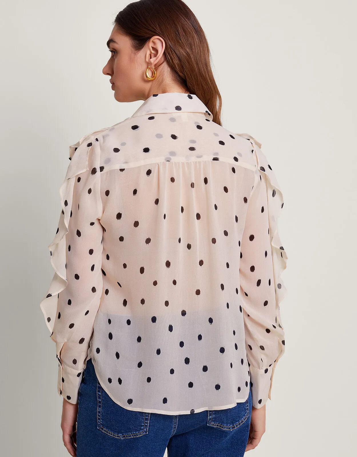 Irene Ruffle Spot Blouse Ivory