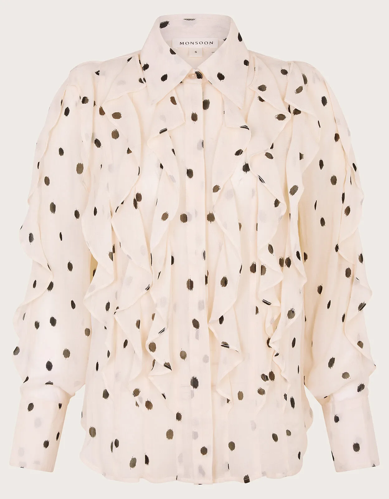 Irene Ruffle Spot Blouse Ivory