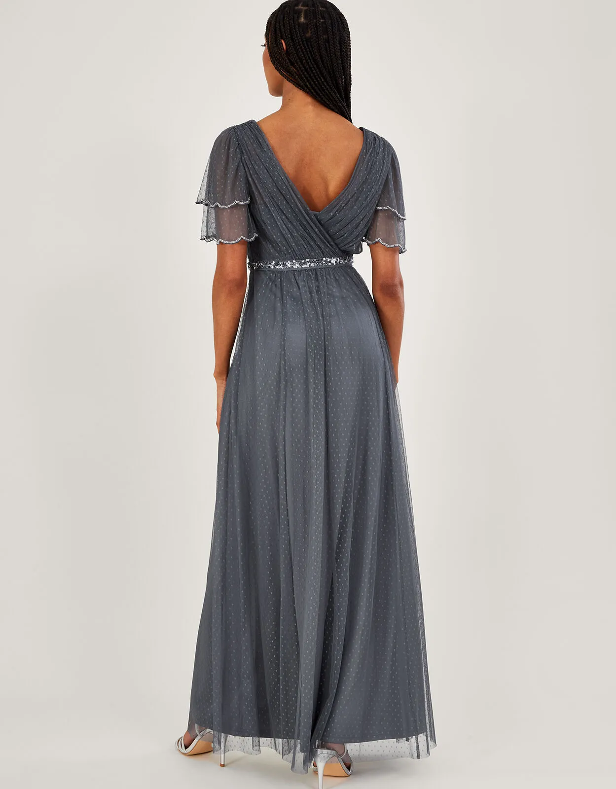 Isla Spot Mesh Maxi Dress Blue