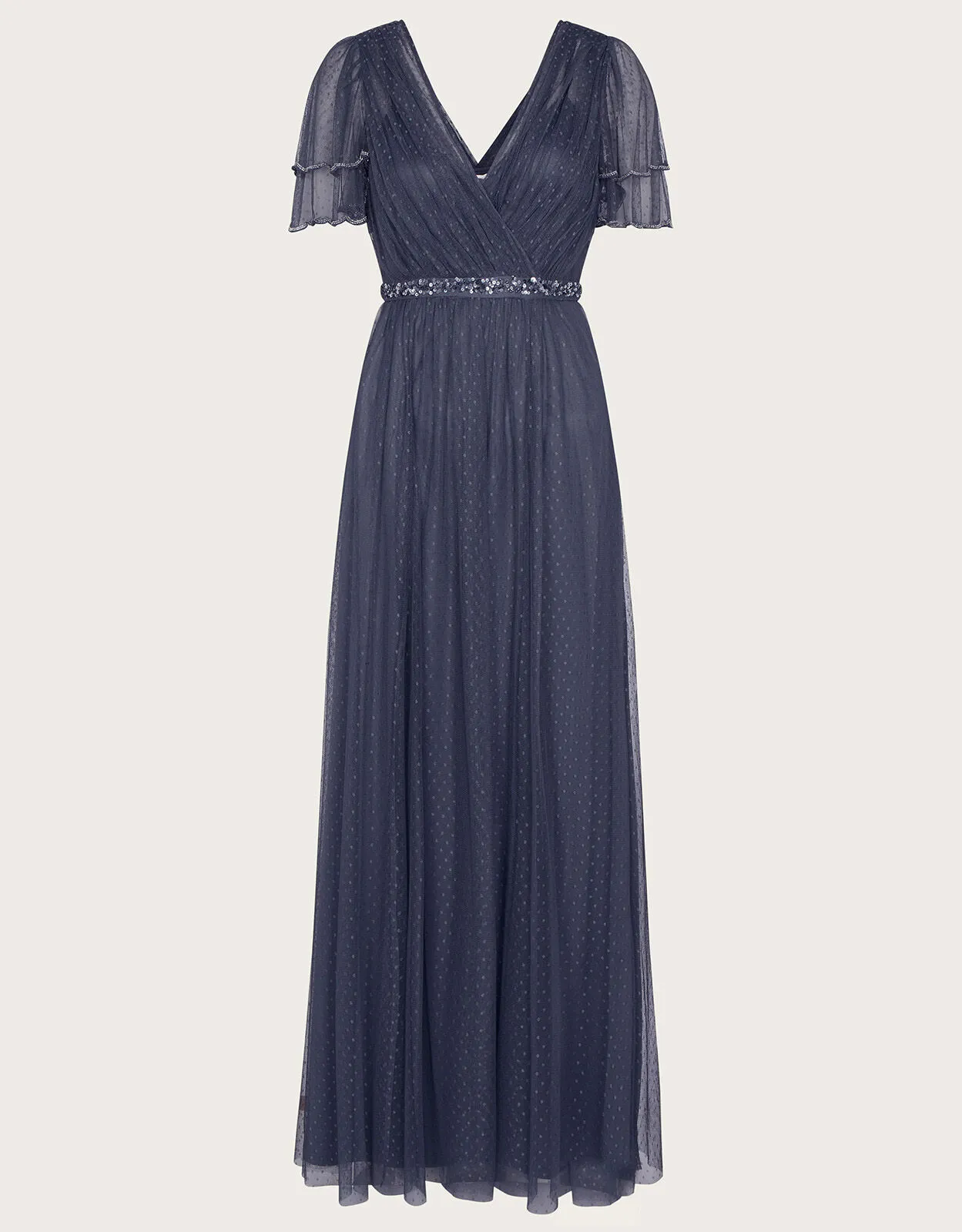 Isla Spot Mesh Maxi Dress Blue