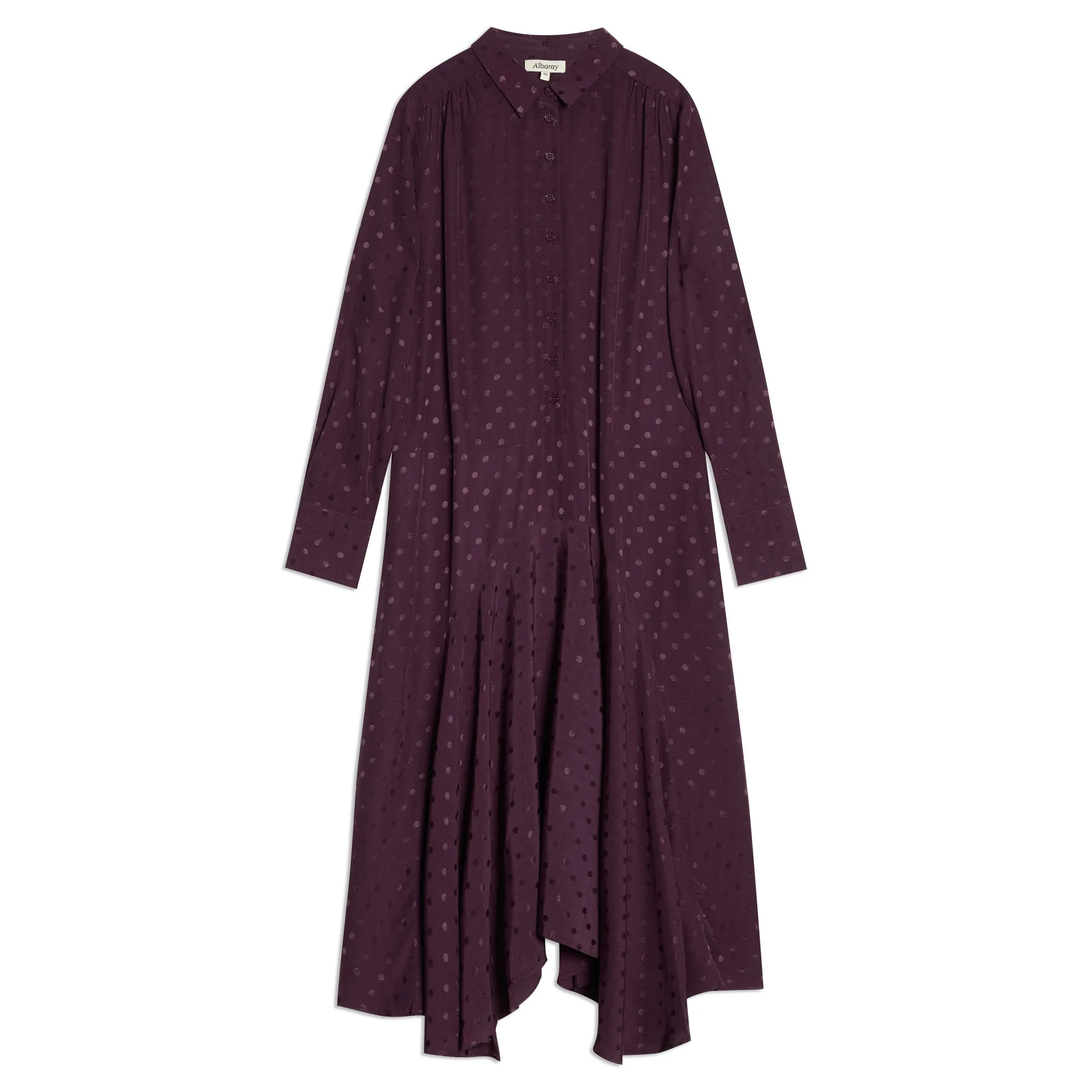 Jacquard Spot Dipped Hem Dress