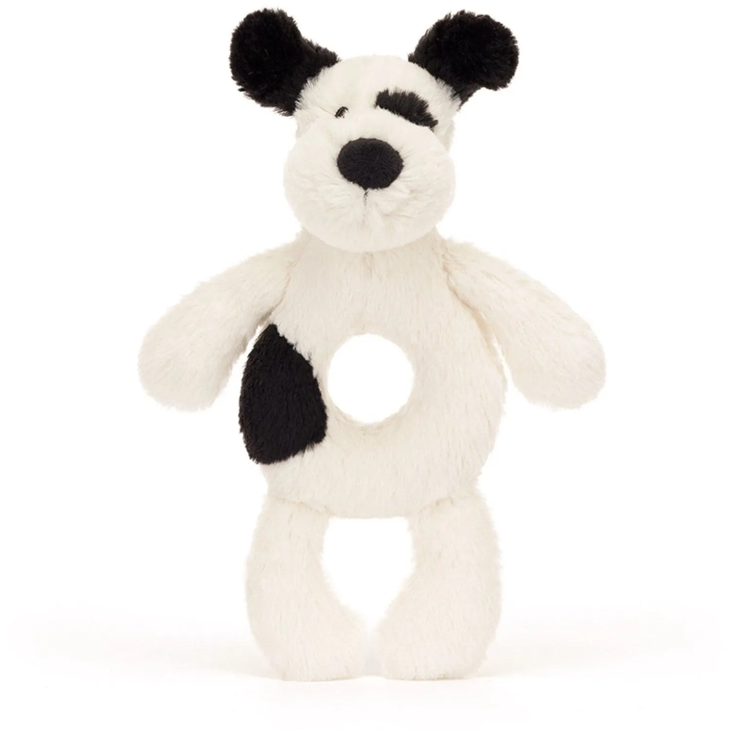 Jellycat Bashful Black & Cream Puppy Ring Rattle