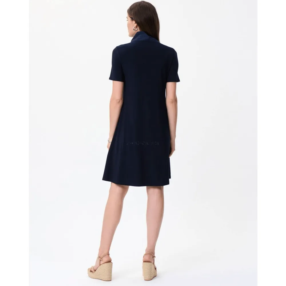 Joseph Ribkoff High Collar Midnight Blue Dress - 231141