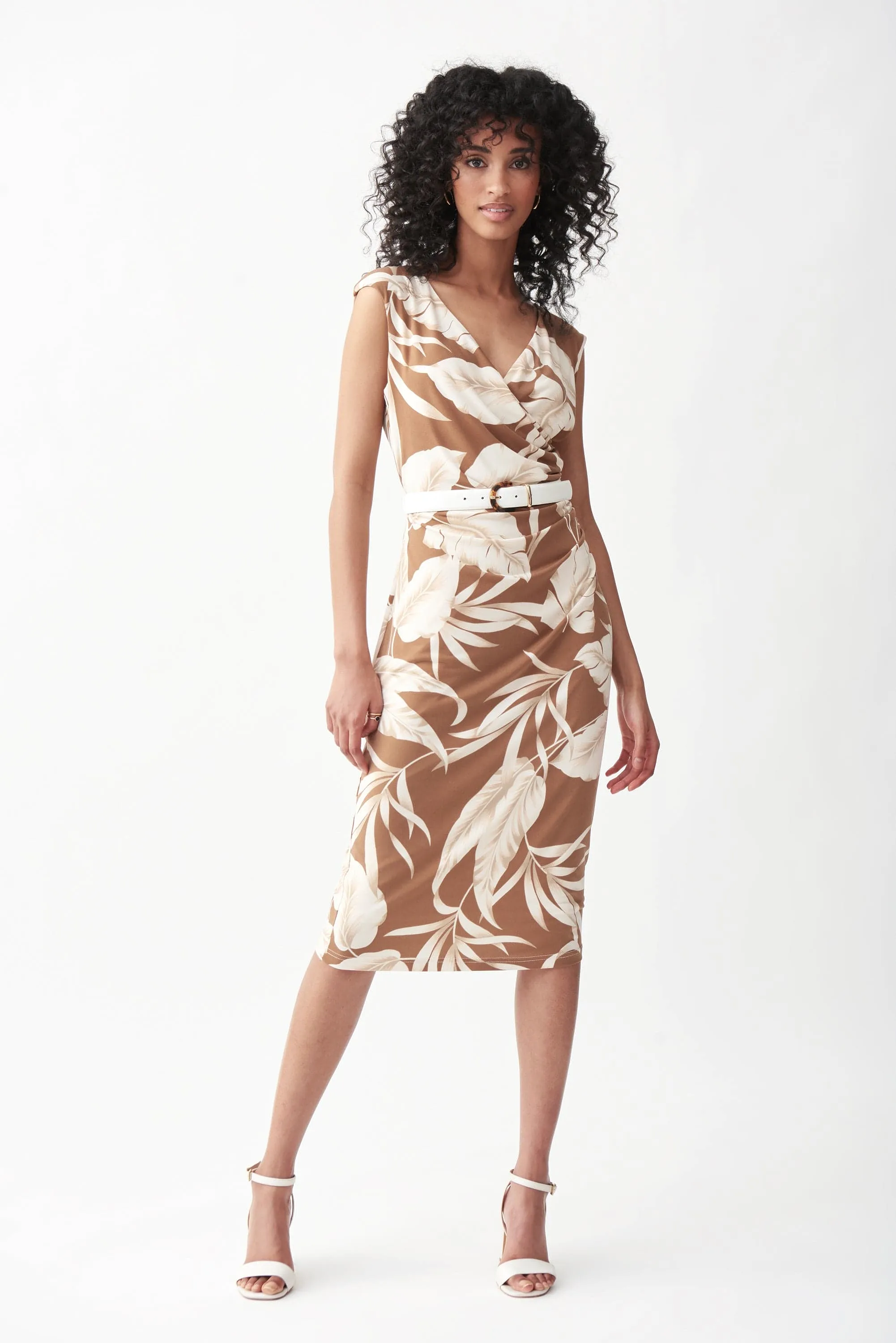 Joseph Ribkoff Palm Leaf Wrap-Style Dress - 221036