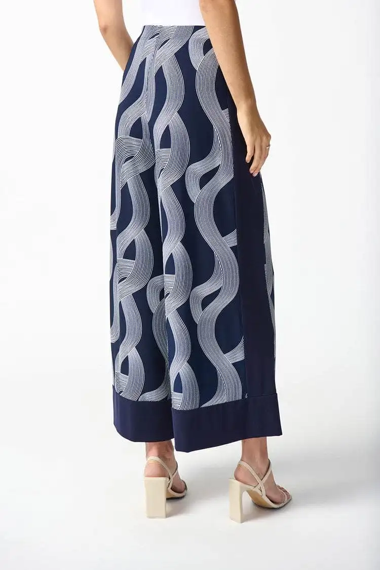 Joseph Ribkoff Silky Knit Abstract Print Wide-Leg Pants - 242144