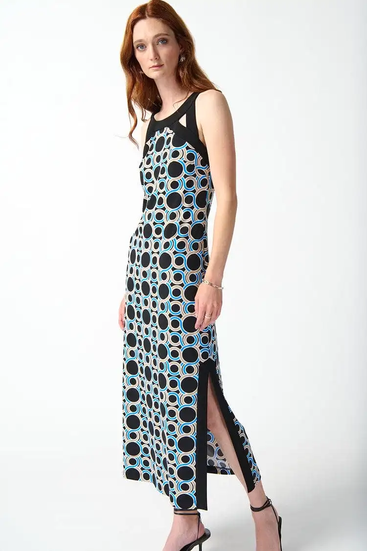 Joseph Ribkoff Silky Knit Geometric Print Maxi Dress - 242080