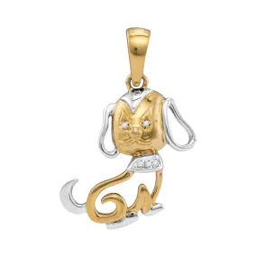 Keene Jewelers 10kt Two-tone Gold Womens Round Diamond Dog Doggy Pendant .01 Cttw