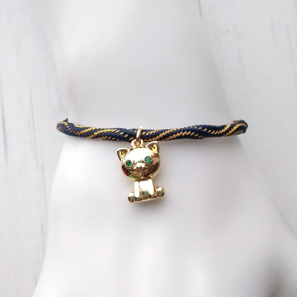 Kelly Anime Cat Metallic Corded Slider Bracelet