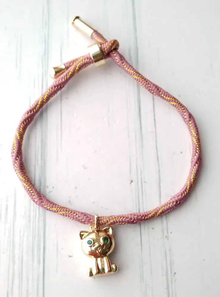 Kelly Anime Cat Metallic Corded Slider Bracelet