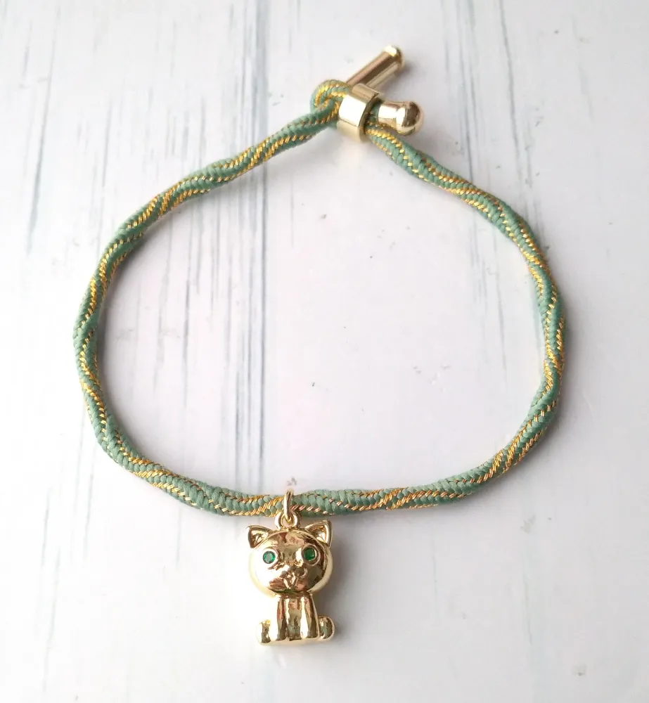 Kelly Anime Cat Metallic Corded Slider Bracelet