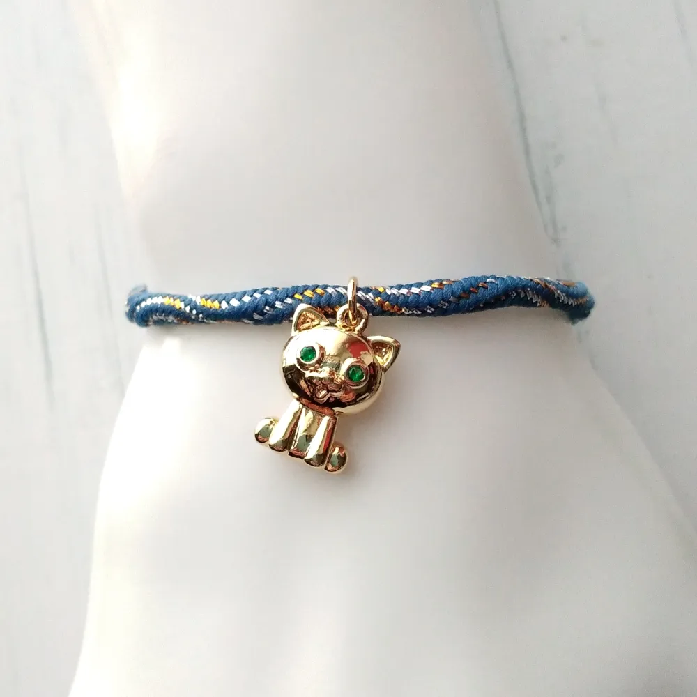 Kelly Anime Cat Metallic Corded Slider Bracelet