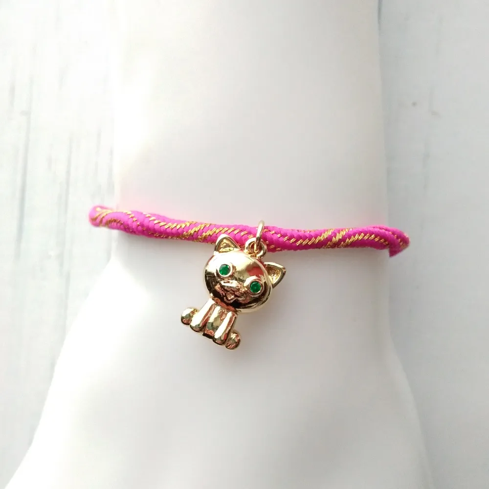 Kelly Anime Cat Metallic Corded Slider Bracelet