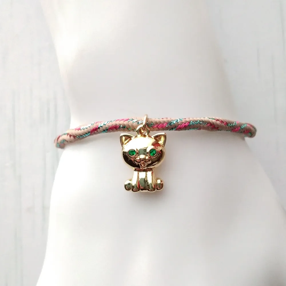 Kelly Anime Cat Metallic Corded Slider Bracelet