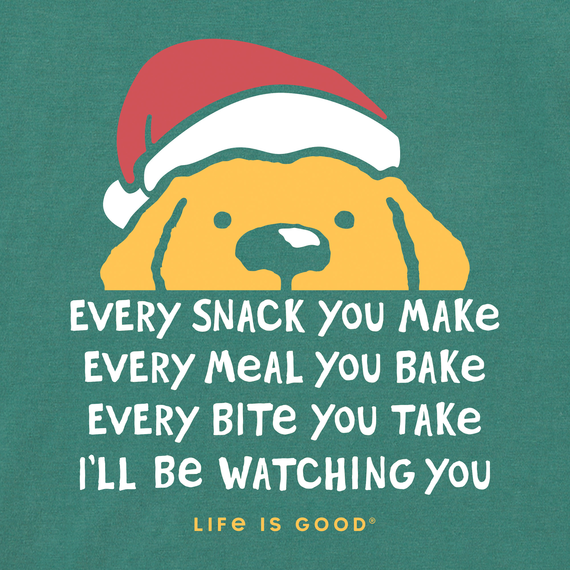 Kids I'll Be Watching You Santa Puppy Long Sleeve Crusher Tee