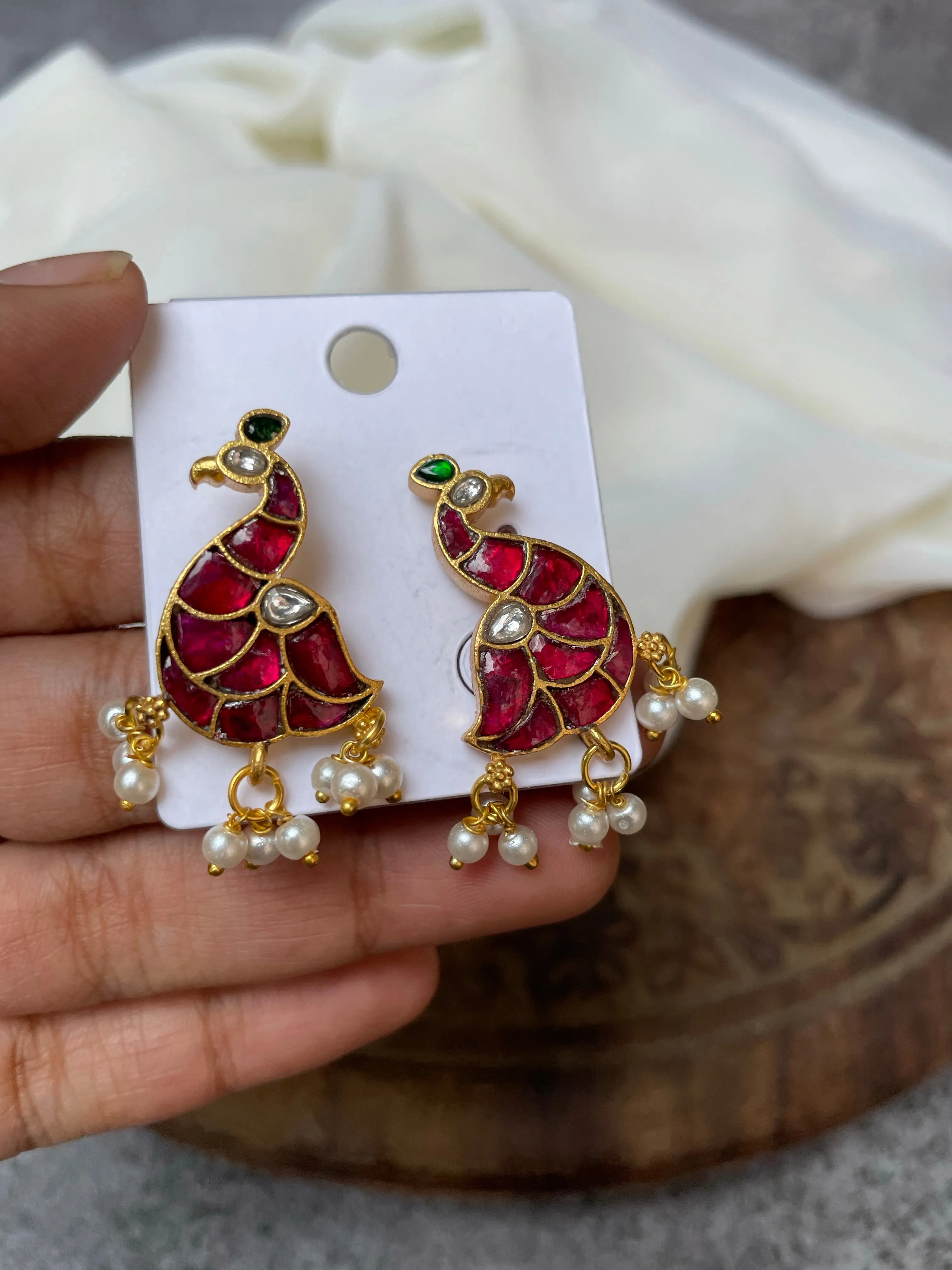 Kundan bird Jhumkas and studs