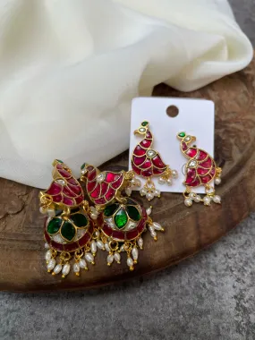 Kundan bird Jhumkas and studs