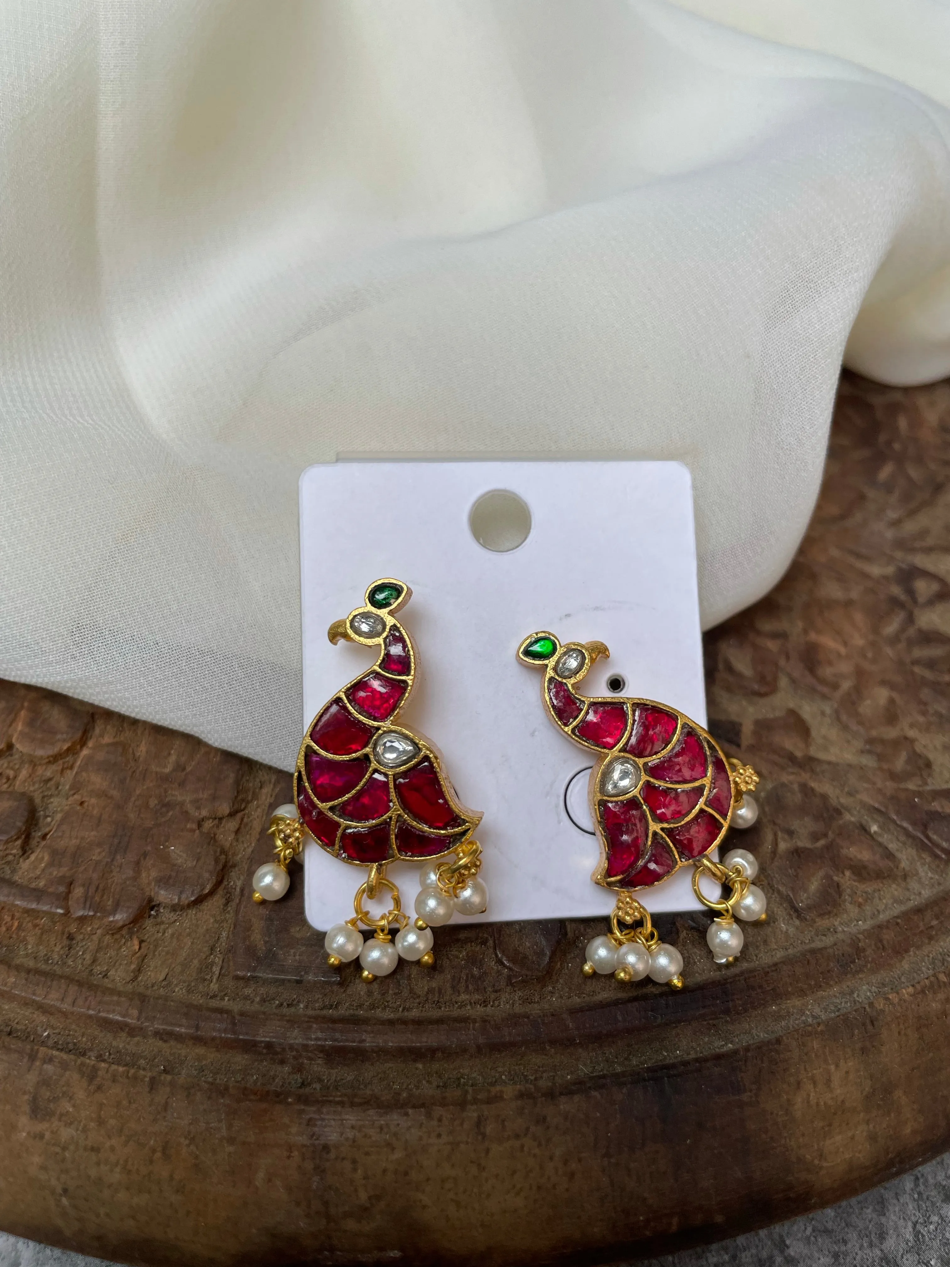 Kundan bird Jhumkas and studs