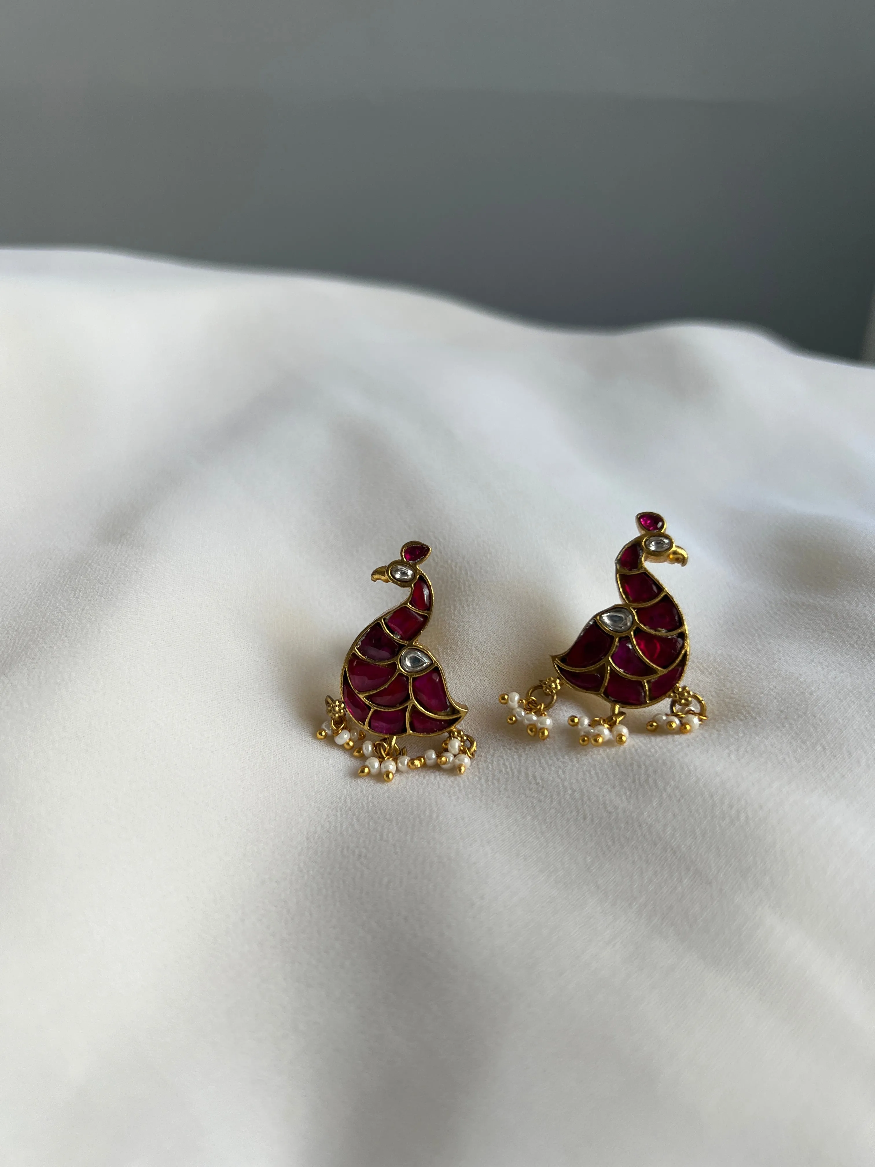 Kundan bird Jhumkas and studs