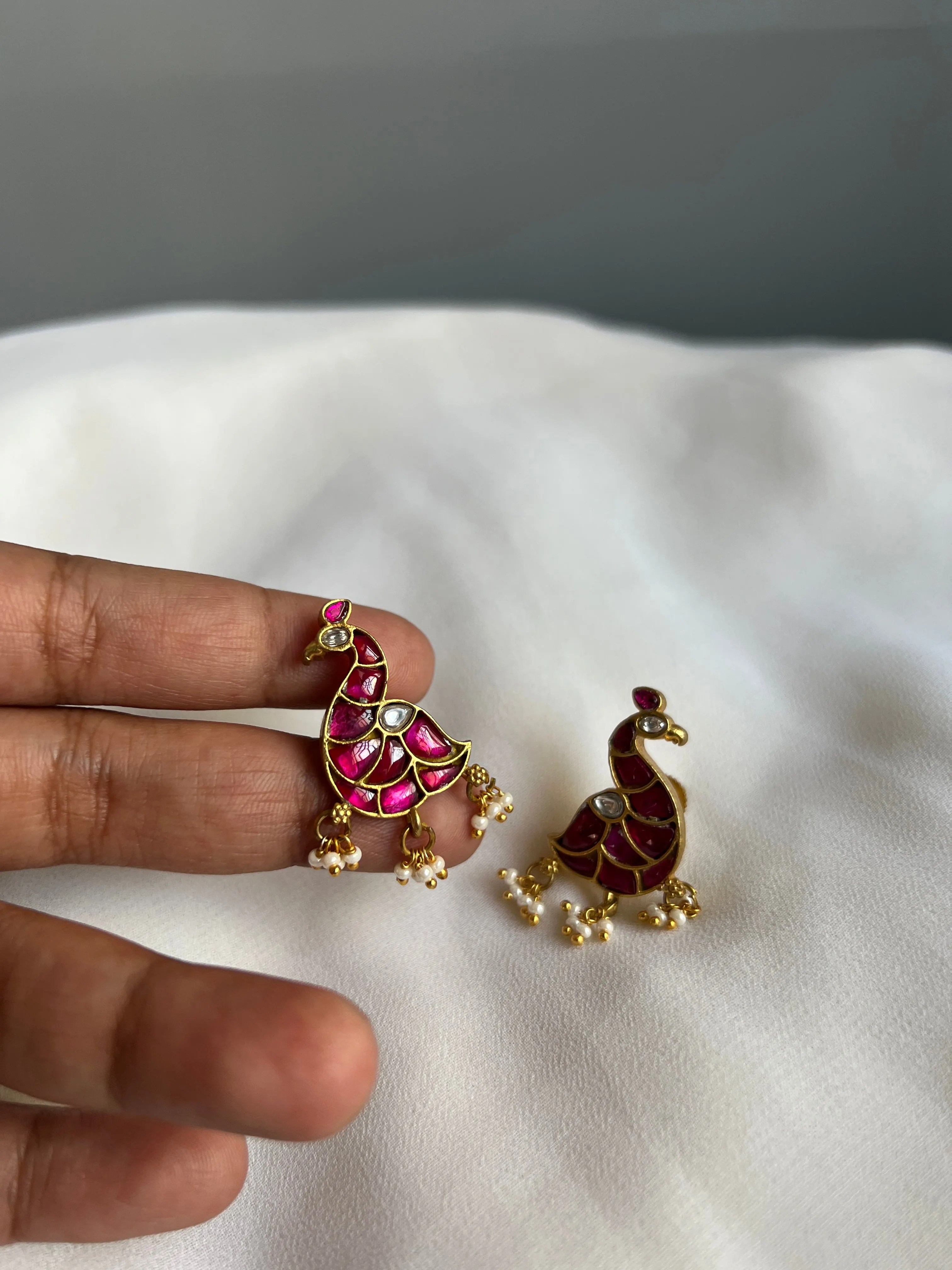 Kundan bird Jhumkas and studs