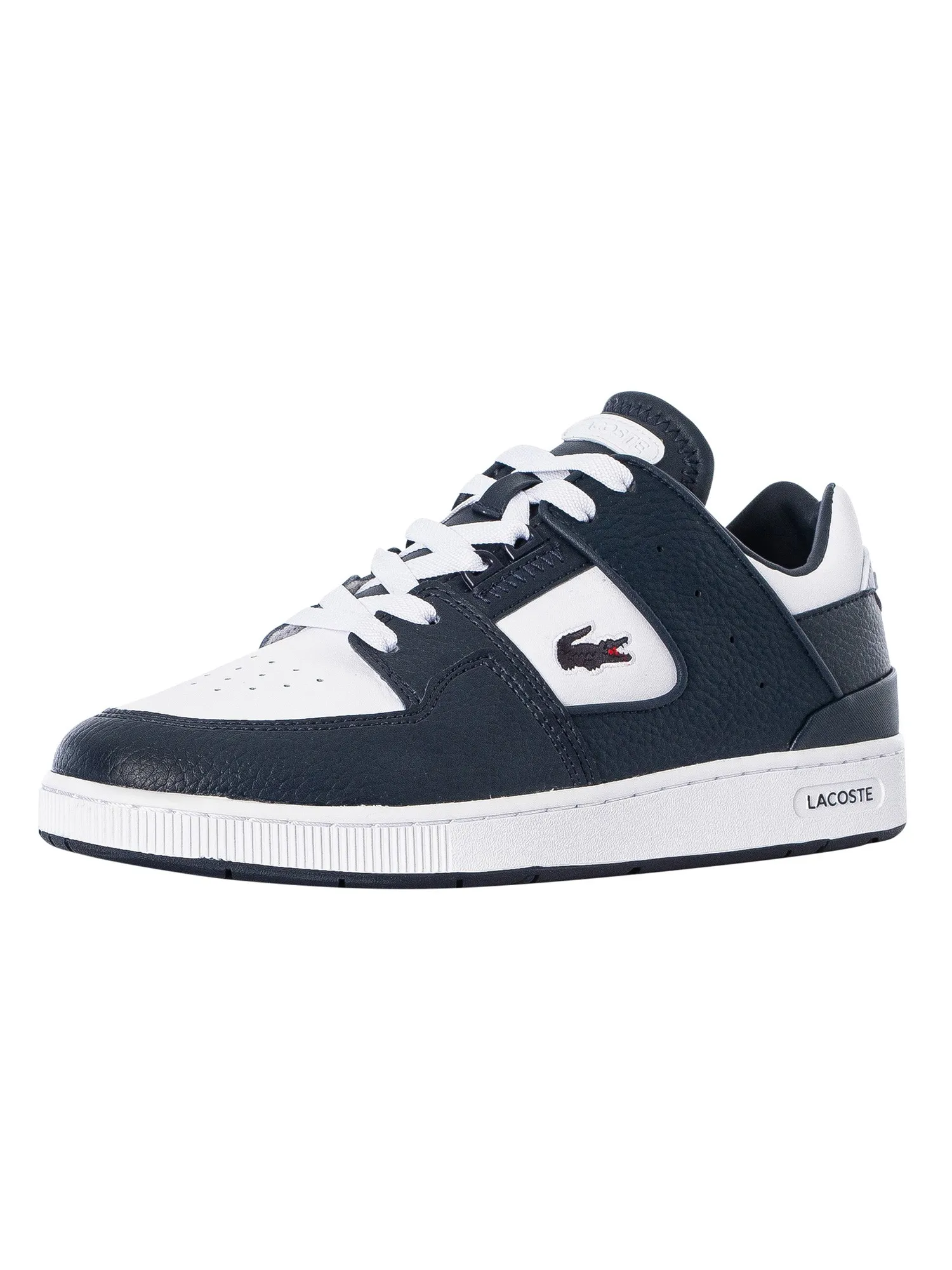 Lacoste Court Cage 123 1 SMA Leather Trainers - White/Navy