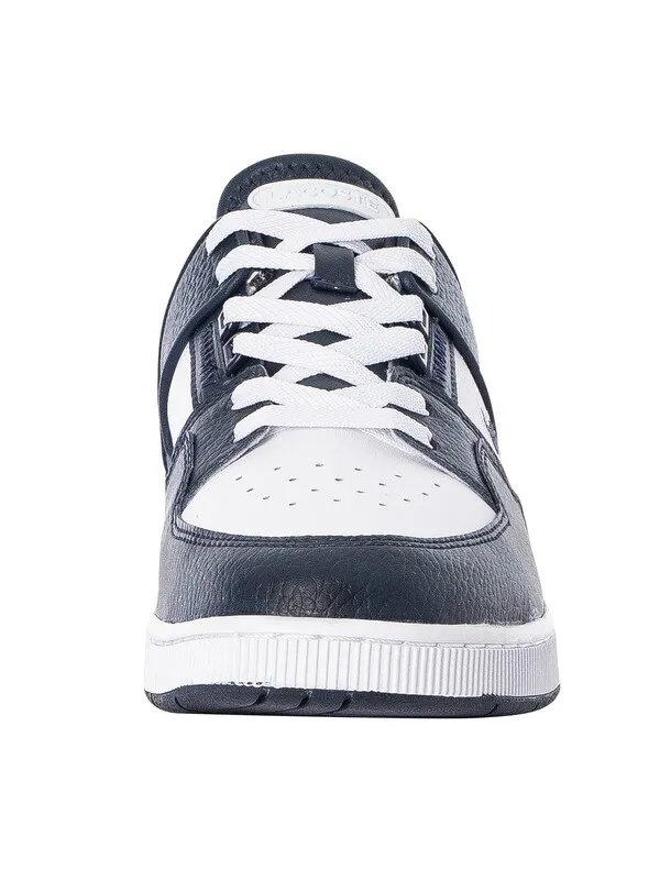 Lacoste Court Cage 123 1 SMA Leather Trainers - White/Navy