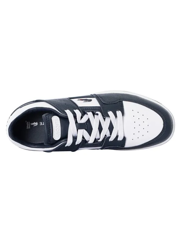 Lacoste Court Cage 123 1 SMA Leather Trainers - White/Navy