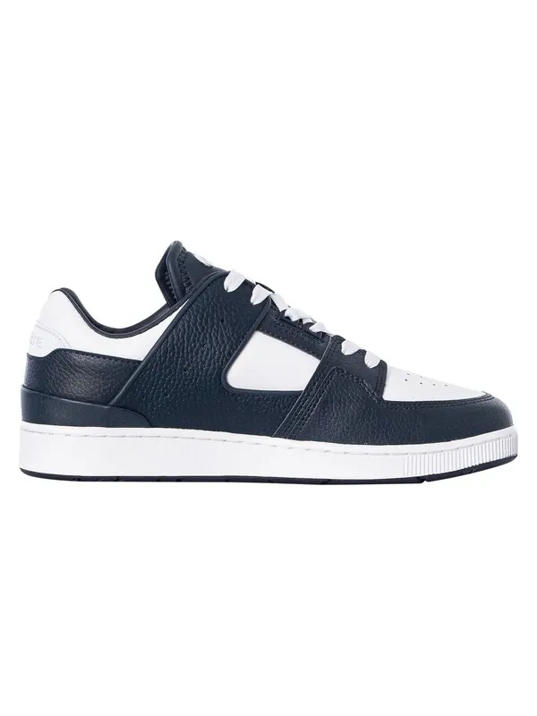 Lacoste Court Cage 123 1 SMA Leather Trainers - White/Navy