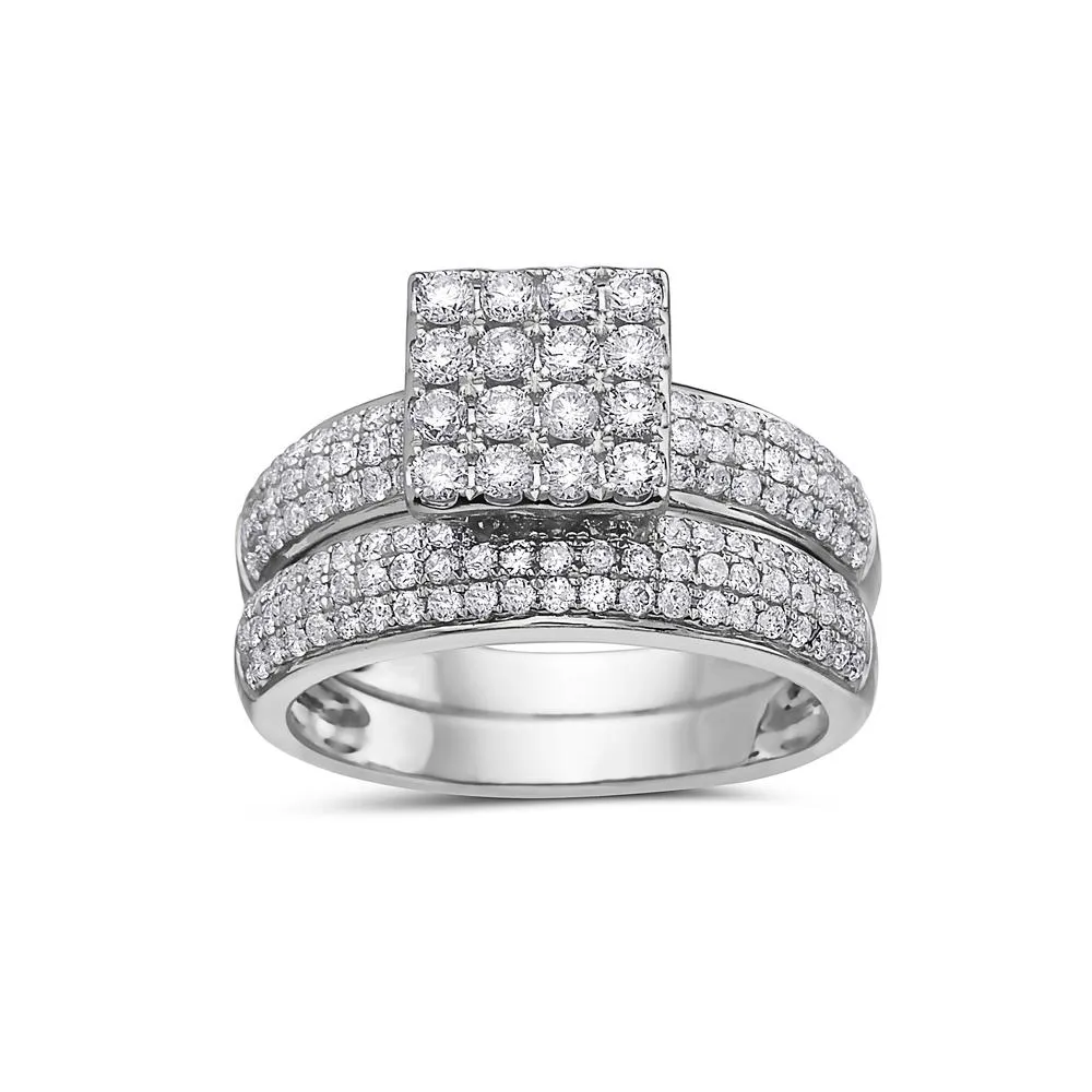 Ladies 14k White Gold With 1.32 CT Bridal Set