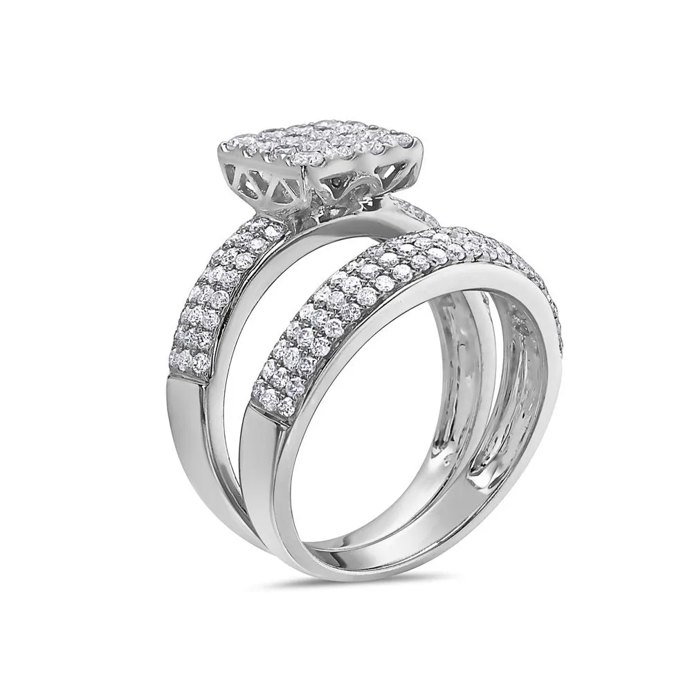 Ladies 14k White Gold With 1.32 CT Bridal Set