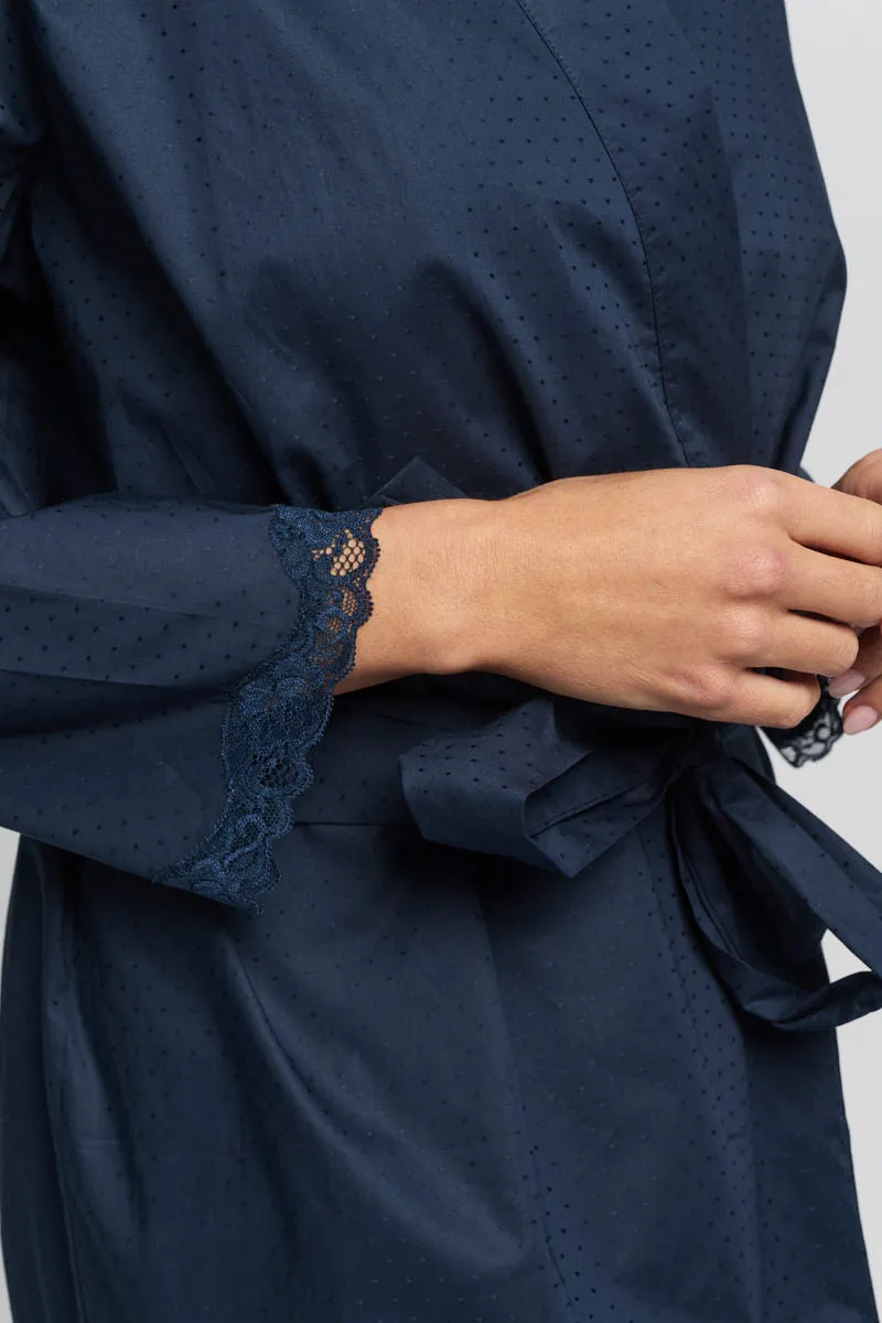 Love & Lustre - Cotton Spot Robe | Navy