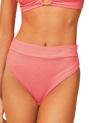 Maaji Suzy Q High Rise/High Leg Bikini Bottom - Coral Salmon