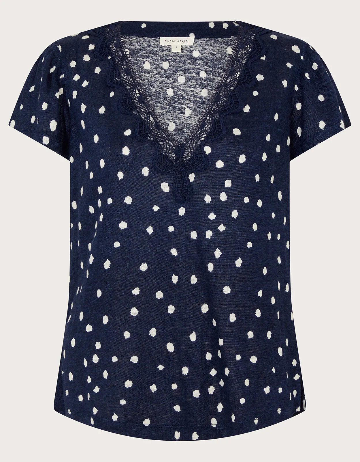 Mackie Spot Linen Top Blue