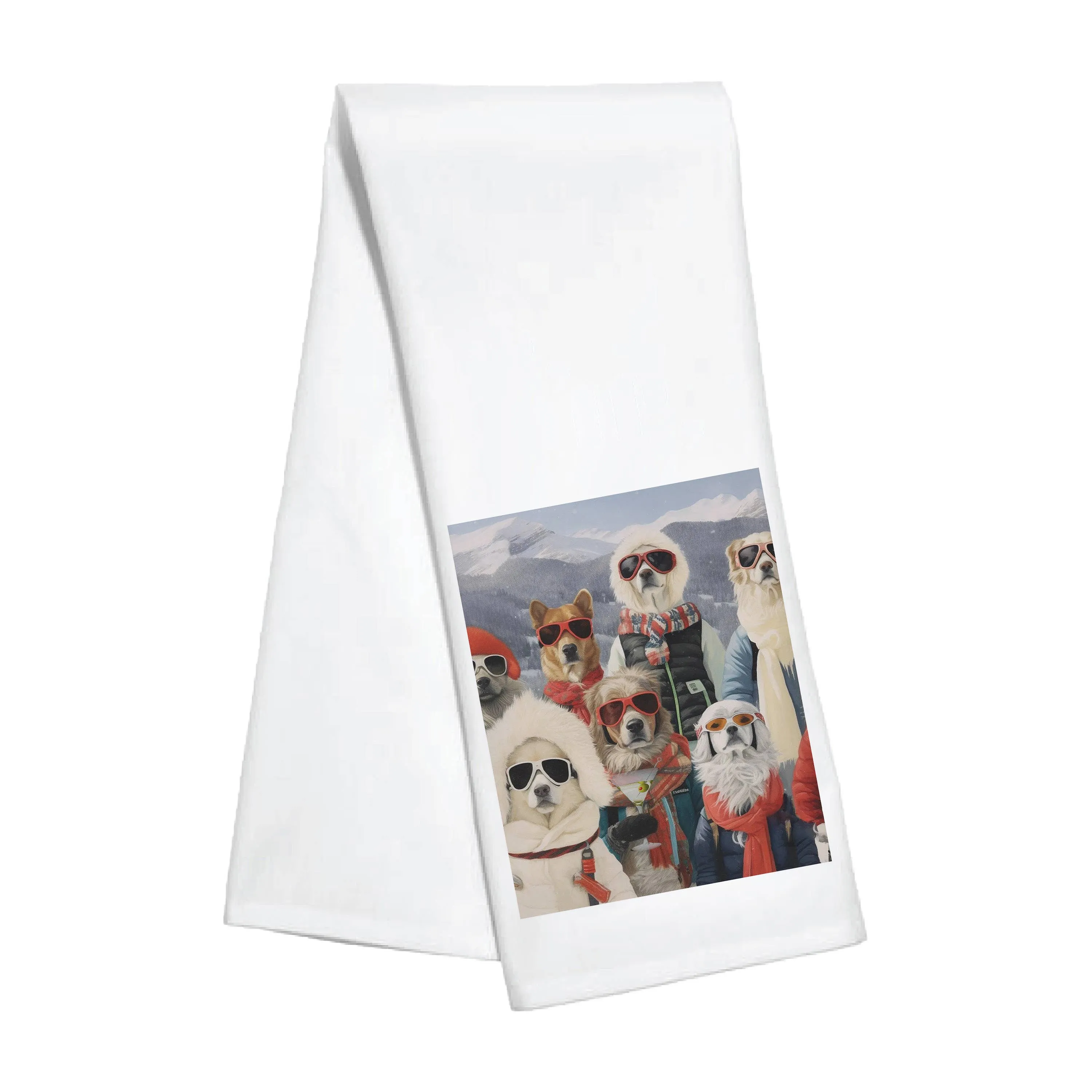 ----------Martini Ski Dogs Kitchen Towel---------