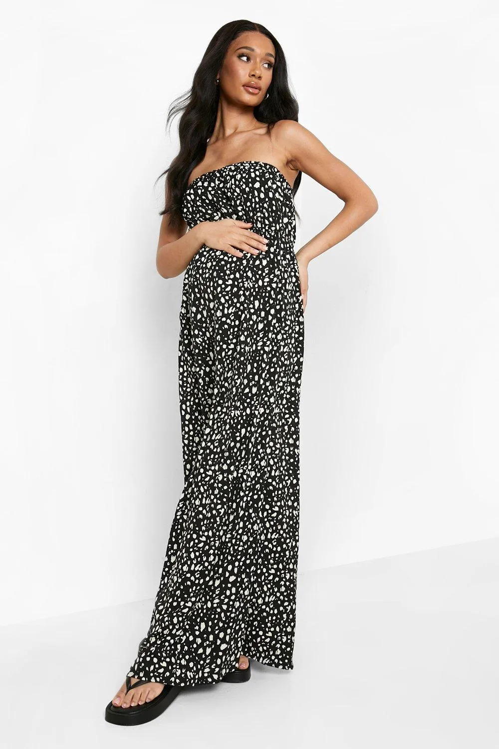 Maternity Spot Bandeau Maxi Dress